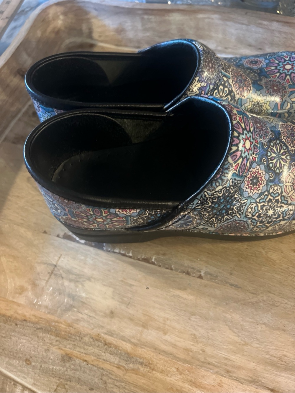 Dansko Women's Mosaic Pattern Slip-On Clogs in Blue and Purple - Picture 4 of 8